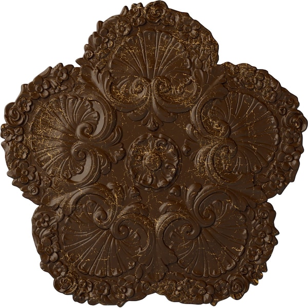 Ekena Millwork Shell Ceiling Medallion, Hand-Painted Root Beer Crackle, 25 5/8"OD x 1"P CM25SHRBC - main
